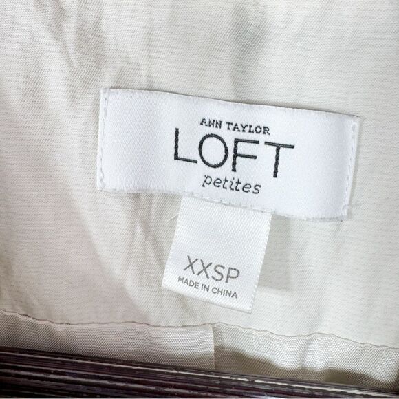 Ann Taylor Loft Ruffled Collar Crinkle Short Trench Coat Jacket Cream Petite XXS - Picture 10 of 14